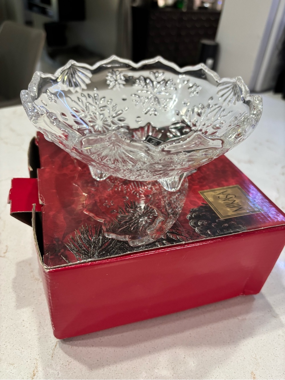 Vintage Mikasa Crystal Snowflake Footed Bowl 6.25" – New with Sticker